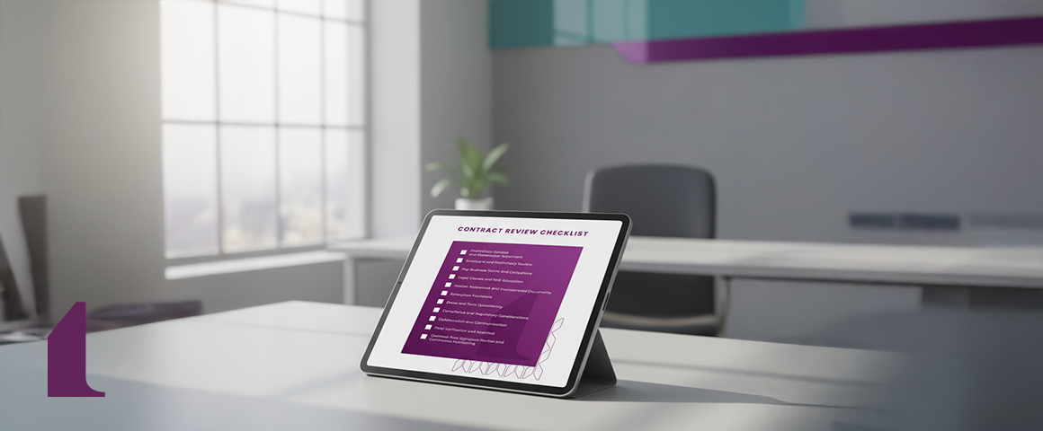 Malbek's Contract Review Checklist on a Tablet.