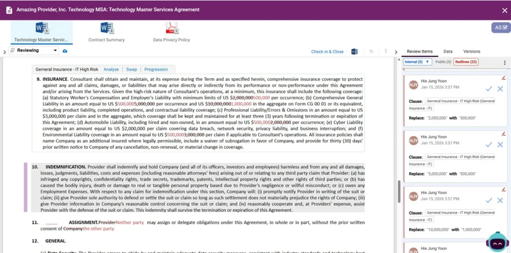 Malbek CLM's Redline Contract Feature in Practice