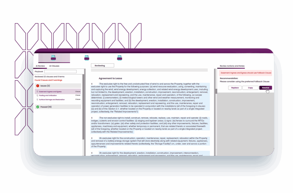 Screenshot of Malbek CLM's AI Contract Review in use.